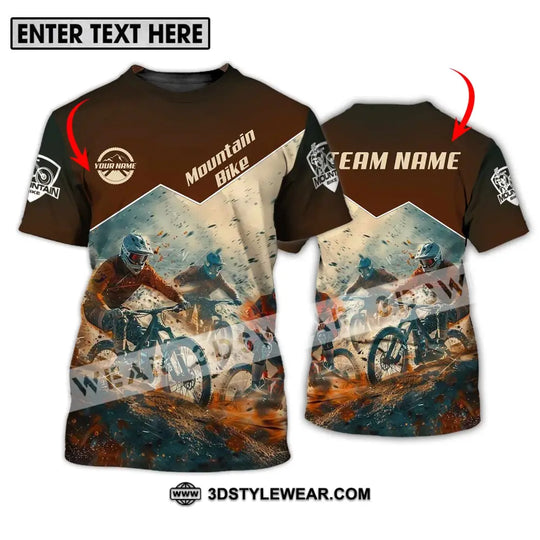 Unisex Shirt - Custom Name Mountain Bike Shirt, Brown Biker style option 1