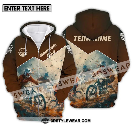 Unisex Shirt - Custom Name Mountain Bike Shirt, Brown Biker style option 2