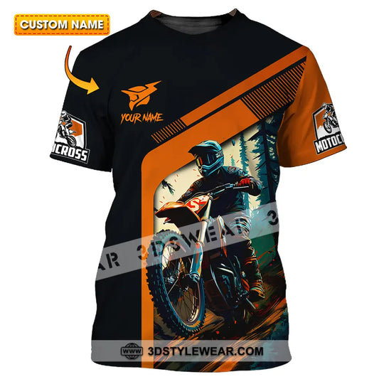 Unisex Shirt - Custom Name Mountain Bike Shirt For Player, Black Orange style option 1