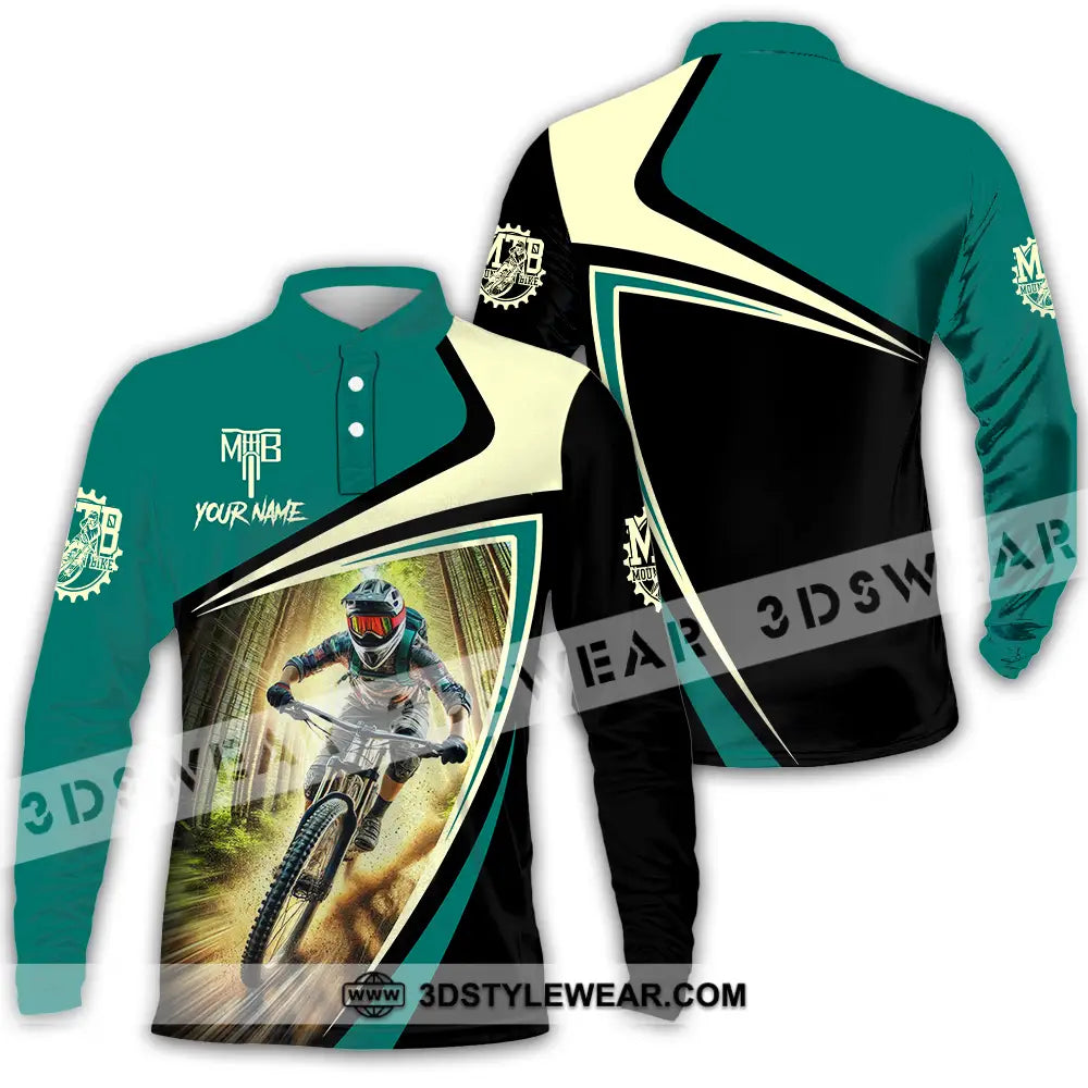 Unisex Shirt - Custom Name Mountain Bike For Player Icon Long Sleeve Polo / S T-Shirt