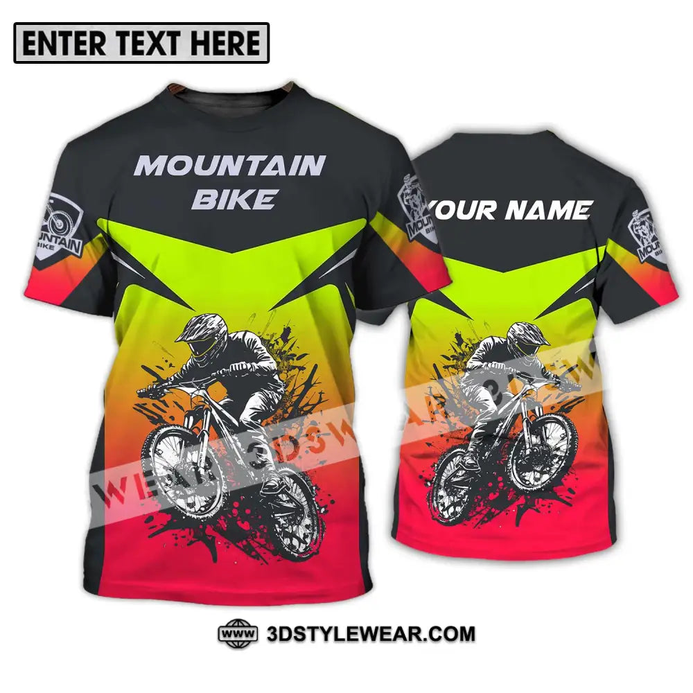 Unisex Shirt - Custom Name Mountain Bike For Player Three Color T-Shirt / S T-Shirt