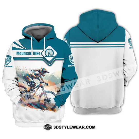 Unisex Shirt - Custom Name Mountain Bike Sport Shirt, Blue And White Biker style option 3