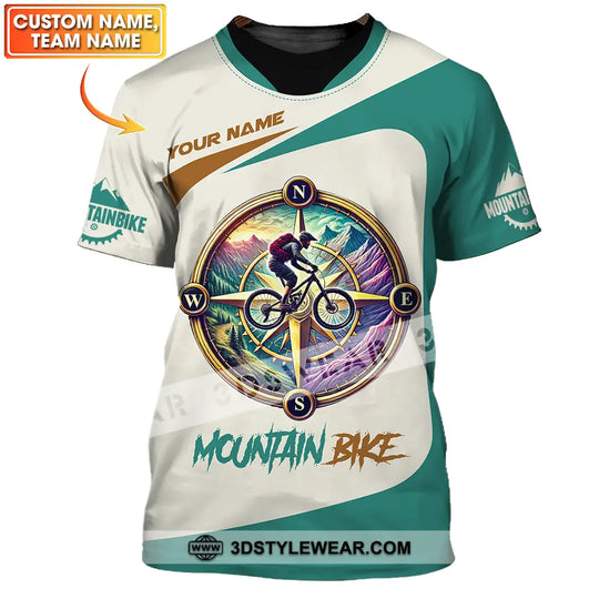 Unisex Shirt - Custom Name Mountain Bike Sport Shirt, Compass Biker style option 1