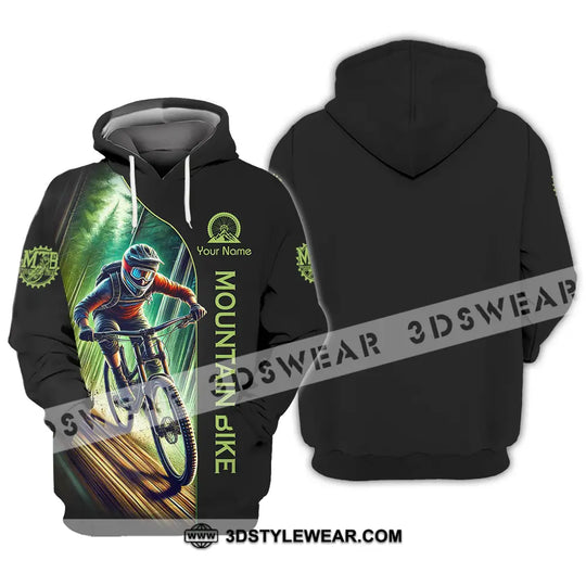 Unisex Shirt - Custom Name Mountain Bike Sport Shirt, Forest And Black Biker style option 3
