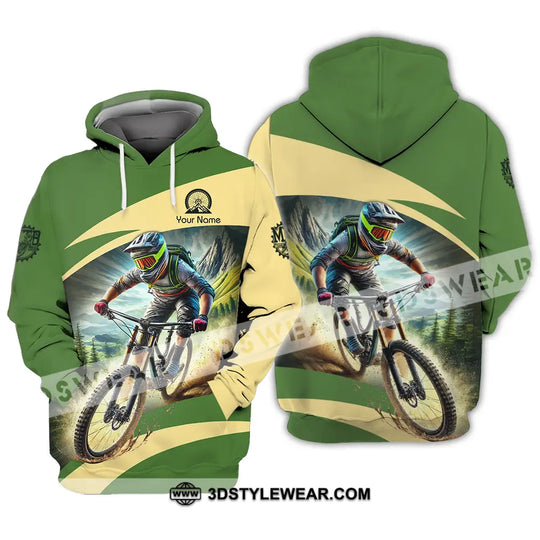 Unisex Shirt - Custom Name Mountain Bike Sport Shirt, Green Biker style option 3