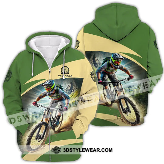 Unisex Shirt - Custom Name Mountain Bike Sport Shirt, Green Biker style option 4