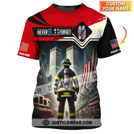 Unisex Shirt - Custom Name Shirt, Never 911 Forget, Patriot Day 911 style option 1