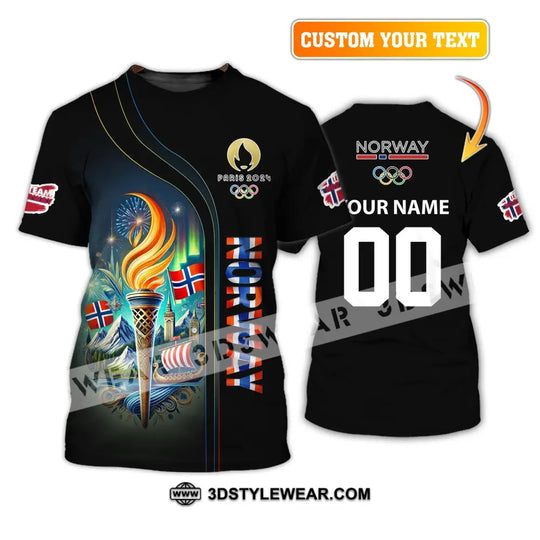 Unisex Shirt, Custom Name Norway Olympic Shirt, 2024 Olympic Long Sleeve Polo Shirt style option 2
