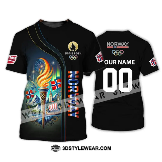 Unisex Shirt, Custom Name Norway Olympic Shirt, 2024 Olympic Long Sleeve Polo Shirt style option 3