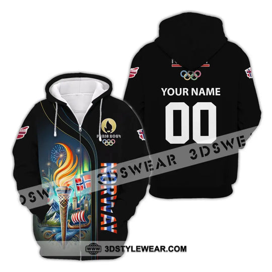 Unisex Shirt, Custom Name Norway Olympic Shirt, 2024 Olympic Long Sleeve Polo Shirt style option 4
