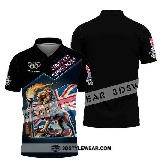 Unisex Shirt, Custom Name Olympic Shirt, 2024 United Kingdom Olympic Long Sleeve Polo Shirt style option 4