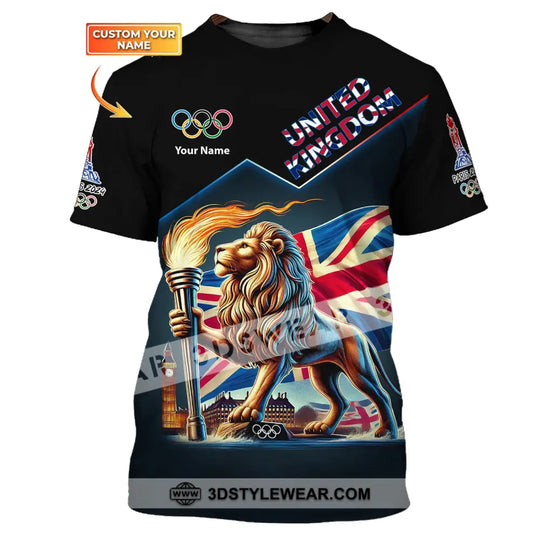 Unisex Shirt, Custom Name Olympic Shirt, 2024 United Kingdom Olympic Long Sleeve Polo Shirt style option 1