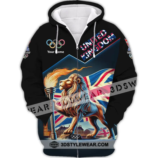 Unisex Shirt, Custom Name Olympic Shirt, 2024 United Kingdom Olympic Long Sleeve Polo Shirt style option 3