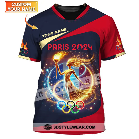 Unisex Shirt - Custom Name Olympic Dark Color Shirt, Olympic Paris 2024 style option 1