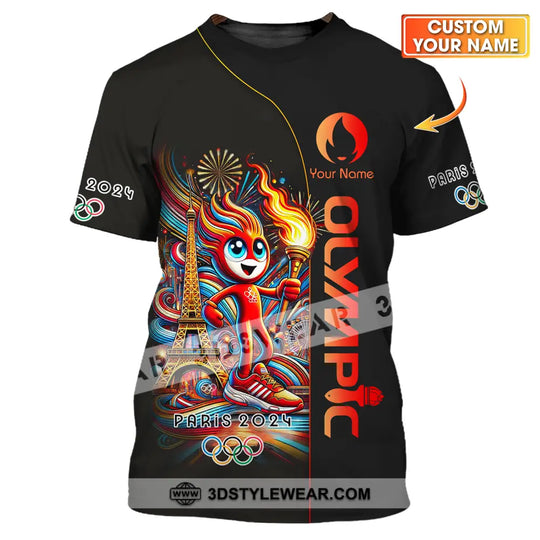 Unisex Shirt - Custom Name Shirt, Olympic Fire Paris 2024 style option 1