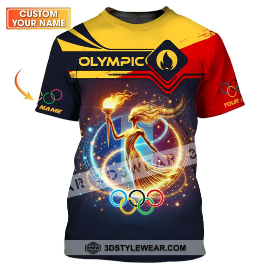 Unisex Shirt - Custom Name Olympic Shirt, Fire Queen Olympic Paris 2024 style option 1