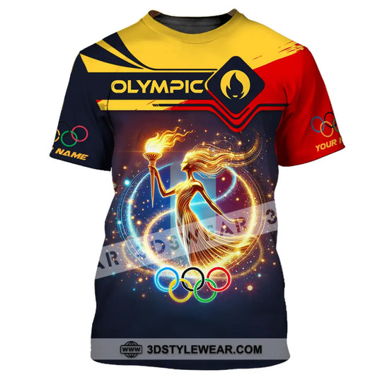 Unisex Shirt - Custom Name Olympic Shirt, Fire Queen Olympic Paris 2024 style option 2
