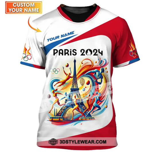 Unisex Shirt - Custom Name Olympic Light Color Shirt, Olympic Paris 2024 style option 1
