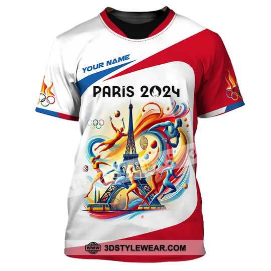 Unisex Shirt - Custom Name Olympic Light Color Shirt, Olympic Paris 2024 style option 2