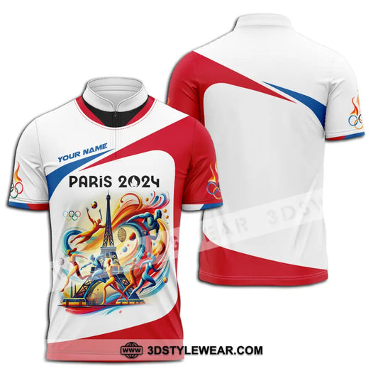 Unisex Shirt - Custom Name Olympic Light Color Shirt, Olympic Paris 2024 style option 3