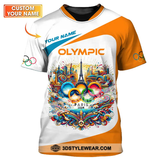 Unisex Shirt - Custom Name Olympic Orange And White Shirt style option 1