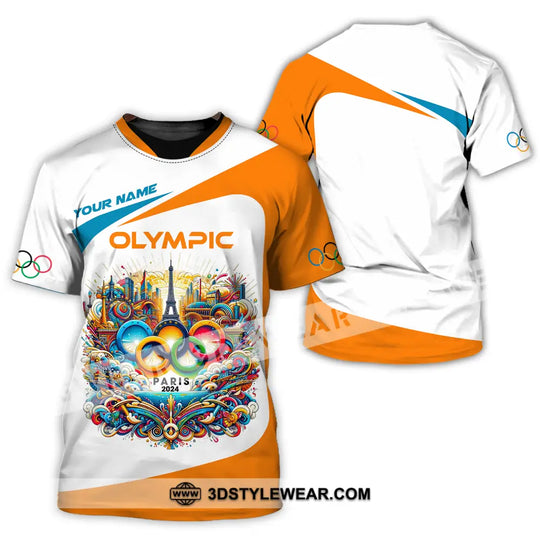 Unisex Shirt - Custom Name Olympic Orange And White Shirt style option 2