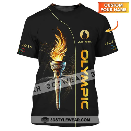 Unisex Shirt - Custom Name Olympic Shirt, Paris 2024 Black Gold style option 1