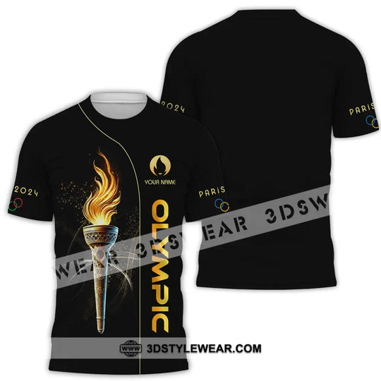 Unisex Shirt - Custom Name Olympic Shirt, Paris 2024 Black Gold style option 2