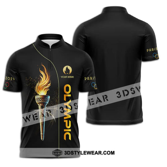 Unisex Shirt - Custom Name Olympic Shirt, Paris 2024 Black Gold style option 3