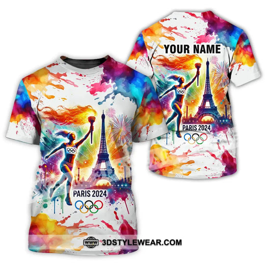 Unisex Shirt - Custom Name Olympic Shirt, Paris 2024 Colorful style option 2