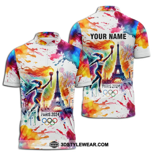 Unisex Shirt - Custom Name Olympic Shirt, Paris 2024 Colorful style option 3