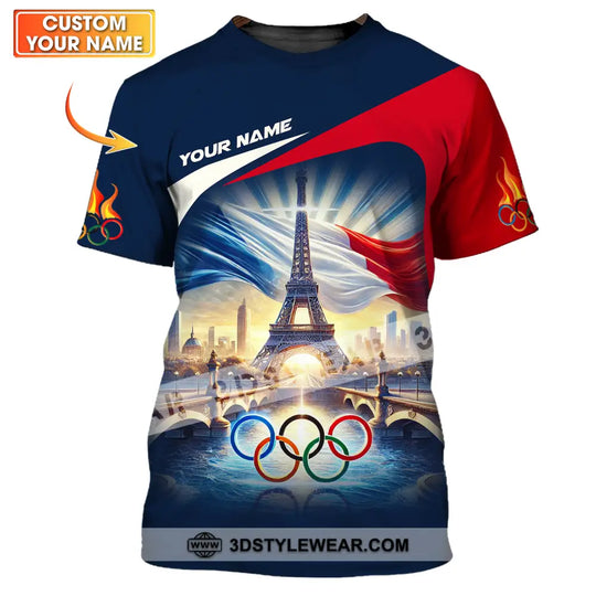 Unisex Shirt - Custom Name Olympic Shirt, Olympic Paris 2024 Eiffel Tower style option 1