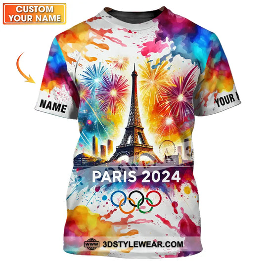 Unisex Shirt - Custom Name Olympic Shirt, Paris 2024 Firework style option 1