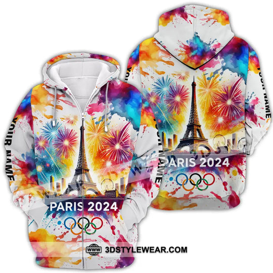 Unisex Shirt - Custom Name Olympic Shirt, Paris 2024 Firework style option 4