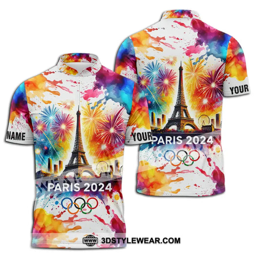 Unisex Shirt - Custom Name Olympic Shirt, Paris 2024 Firework style option 2
