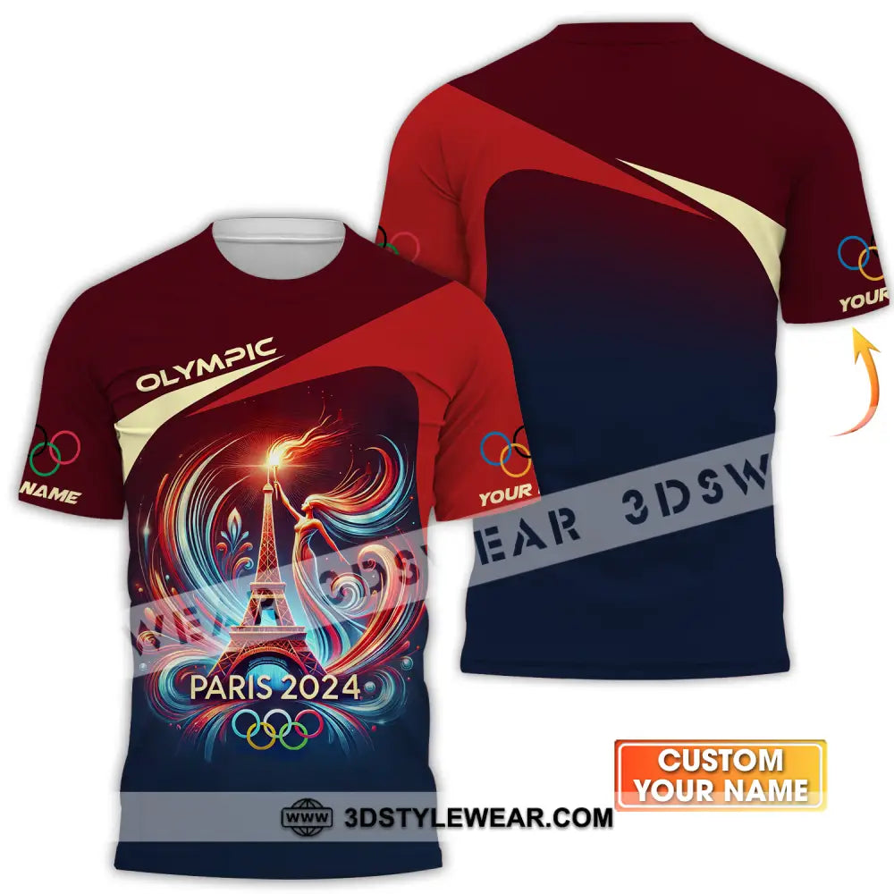 Unisex Shirt - Custom Name Olympic Paris 2024 Tour Eiffel T-Shirt
