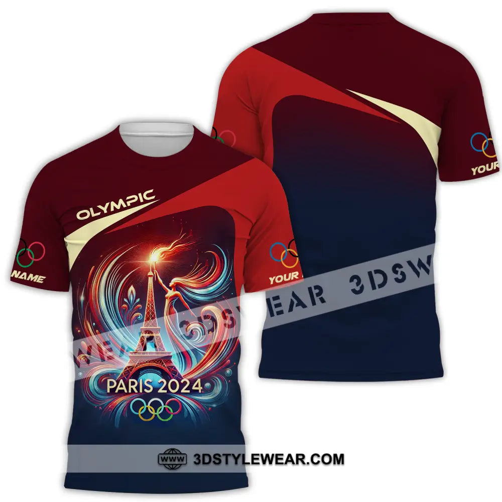 Unisex Shirt - Custom Name Olympic Paris 2024 Tour Eiffel T-Shirt / S T-Shirt