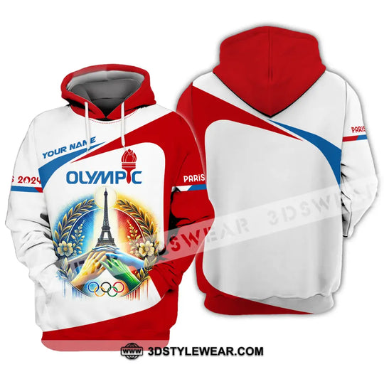 Unisex Shirt - Custom Name Olympic Shirt, Olympic Paris 2024 White Red style option 4