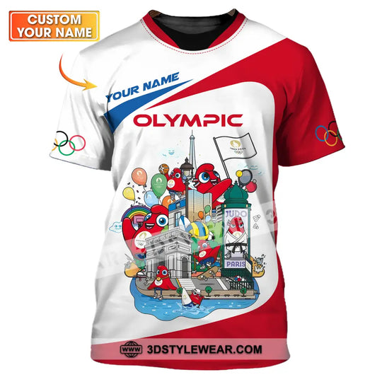 Unisex Shirt - Custom Name Olympic Red And White Shirt style option 1