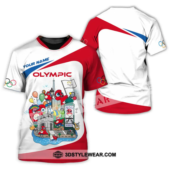 Unisex Shirt - Custom Name Olympic Red And White Shirt style option 2