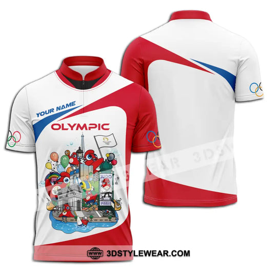 Unisex Shirt - Custom Name Olympic Red And White Shirt style option 3