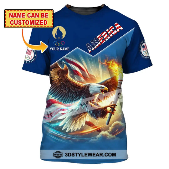 Unisex Shirt, Custom Name Olympic T-Shirt, America Olympic 2024 Hoodie Long Sleeve Shirt style option 1