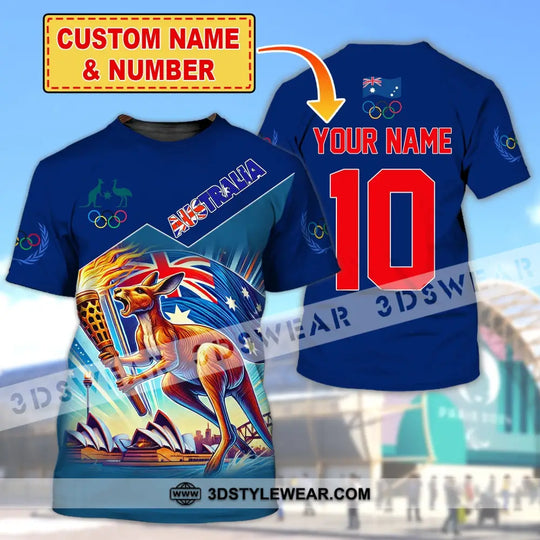 Unisex Shirt, Custom Name Olympic T-Shirt, Australia Olympic 2024 Hoodie Long Sleeve Shirt style option 1