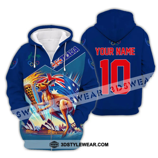 Unisex Shirt, Custom Name Olympic T-Shirt, Australia Olympic 2024 Hoodie Long Sleeve Shirt style option 3