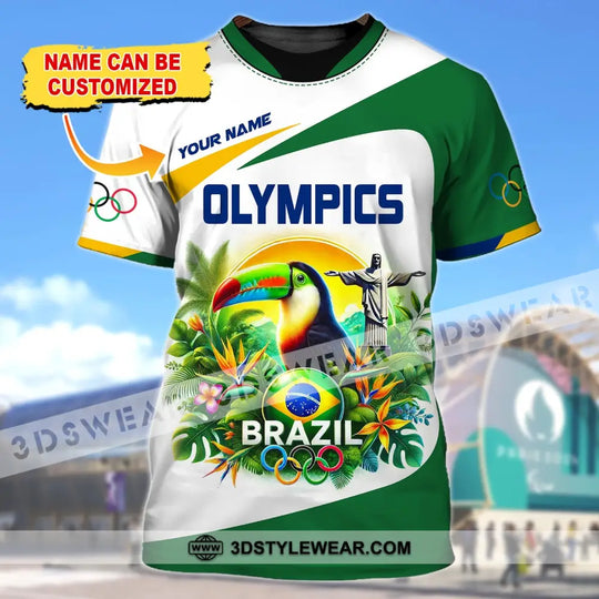 Unisex Shirt, Custom Name Olympic T-Shirt, Olympic Brazil 2024 Hoodie Long Sleeve Shirt style option 1