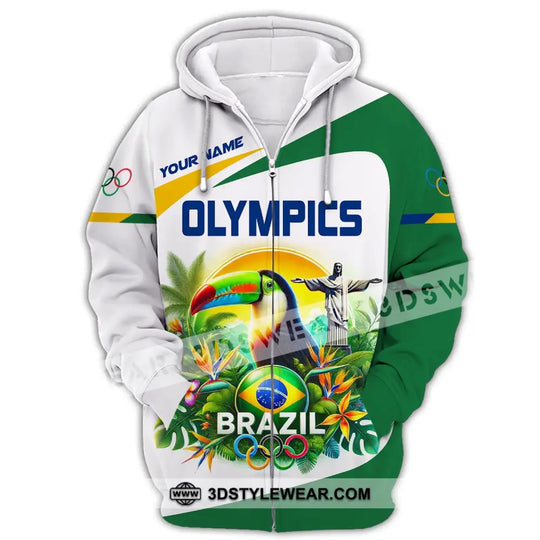 Unisex Shirt, Custom Name Olympic T-Shirt, Olympic Brazil 2024 Hoodie Long Sleeve Shirt style option 4
