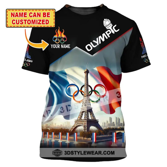 Unisex Shirt, Custom Name Olympic T-Shirt, Olympic Paris 2024 Hoodie Long Sleeve Shirt style option 1