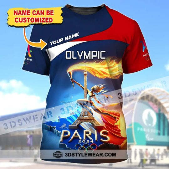 Unisex Shirt, Custom Name Olympic T-Shirt, Olympic Paris 2024 Hoodie Long Sleeve Shirt style option 1