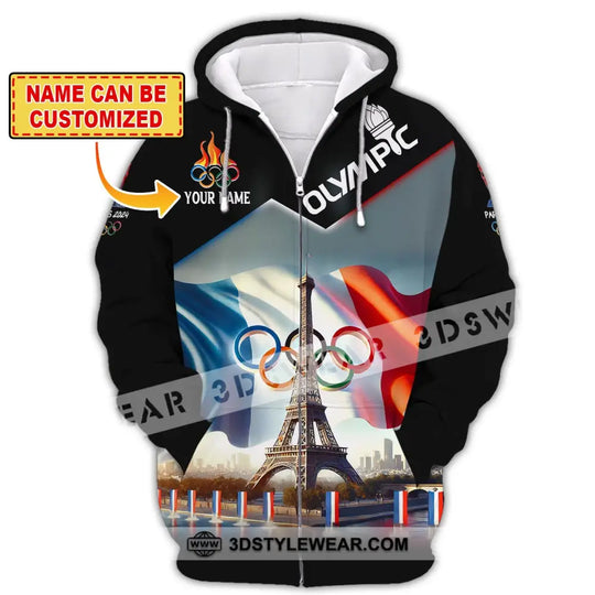 Unisex Shirt, Custom Name Olympic T-Shirt, Olympic Paris 2024 Hoodie Long Sleeve Shirt style option 2