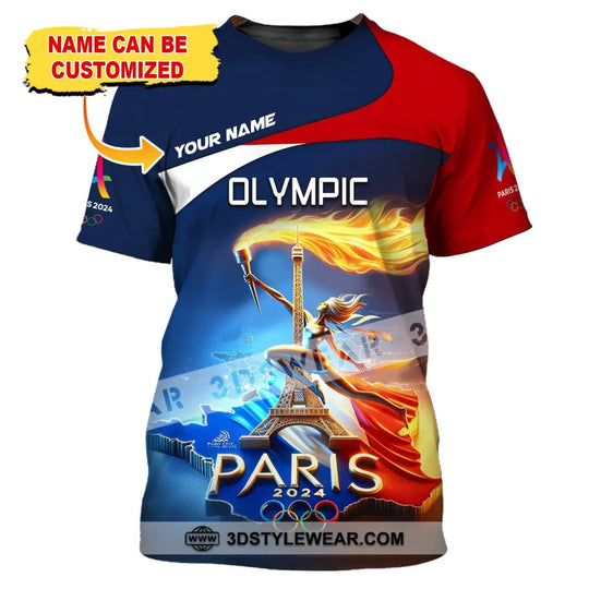 Unisex Shirt, Custom Name Olympic T-Shirt, Olympic Paris 2024 Hoodie Long Sleeve Shirt style option 2